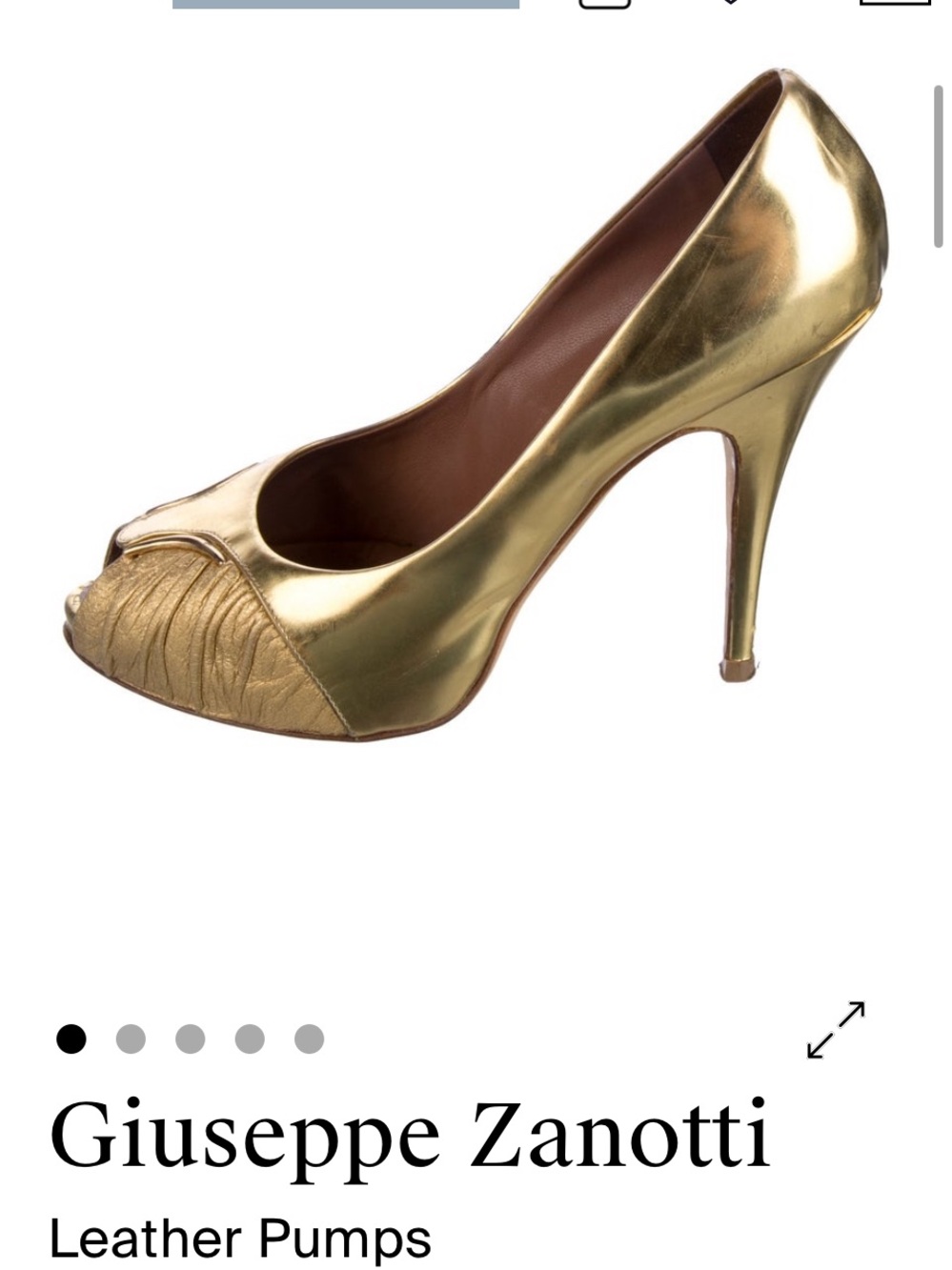 Giuseppe Zanotti Metallic Gold Peep-Toe Leather Pumps